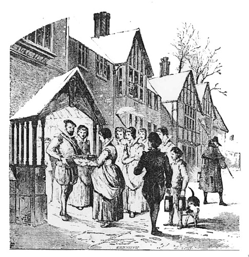 „Wassailing at Сhristmastide“. Англия. 17(?) век. В Святой Вечер процессия поющих ходила от дома к дому, пела рождественские песни, и их одаривали