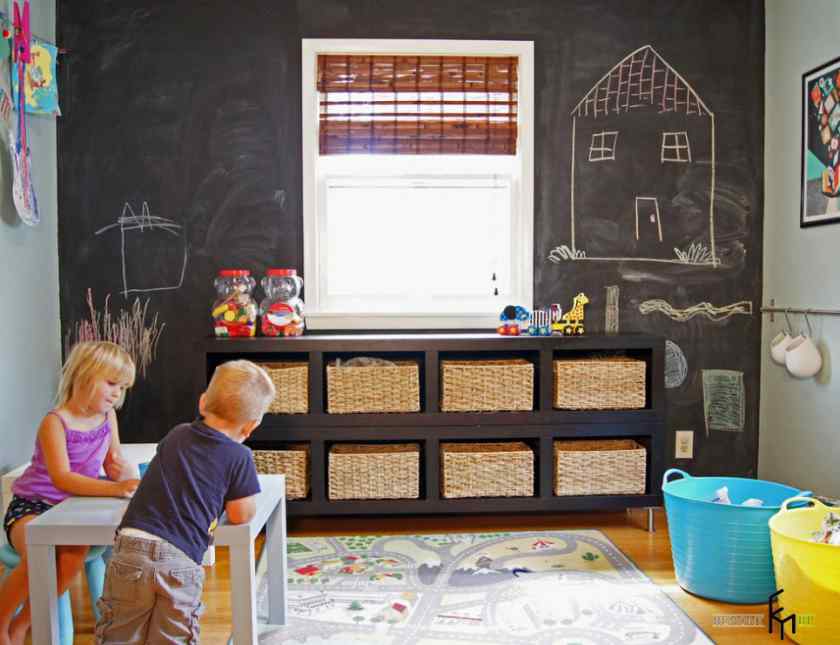 Грифильная стена для рисования в детской комнате