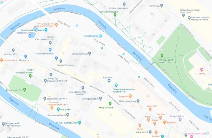 Станция метро Первомайская на карте Минска