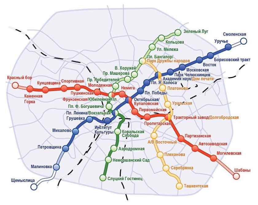 Карта минска метро восток