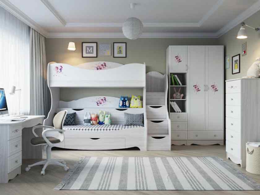 Двухъярусная кровать в детской комнате