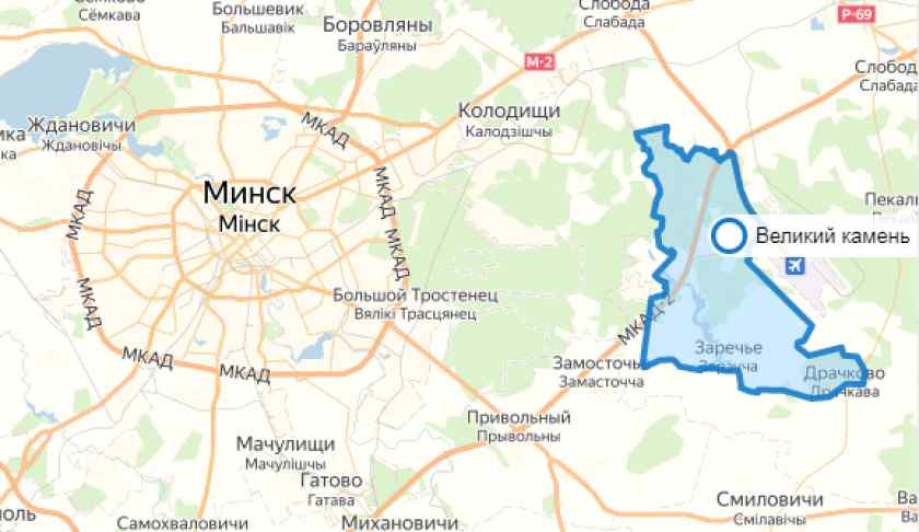 Индустриальный парк "Великий камень" на карте Беларуси