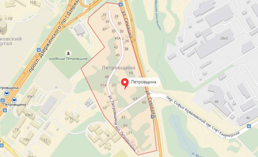 Петровщина на карте Минска