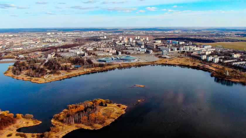Панорама Чижовского водохранилища Заводского района Минска